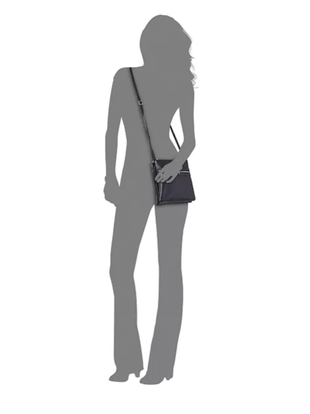 Giani Bernini Triple-Zip Black Leather Dasher Crossbody Bag for Women - Picture 4 of 10